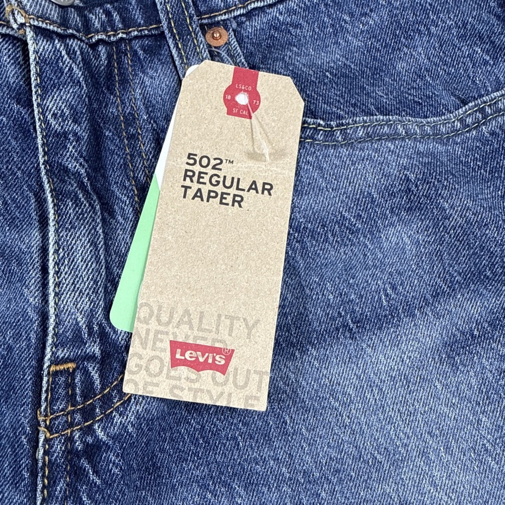 Levi's 502 Taper Jeans Men's 30X30 (30x 28.5)  Tapered Fit Blue Stretch NWT - Picture 5 of 15